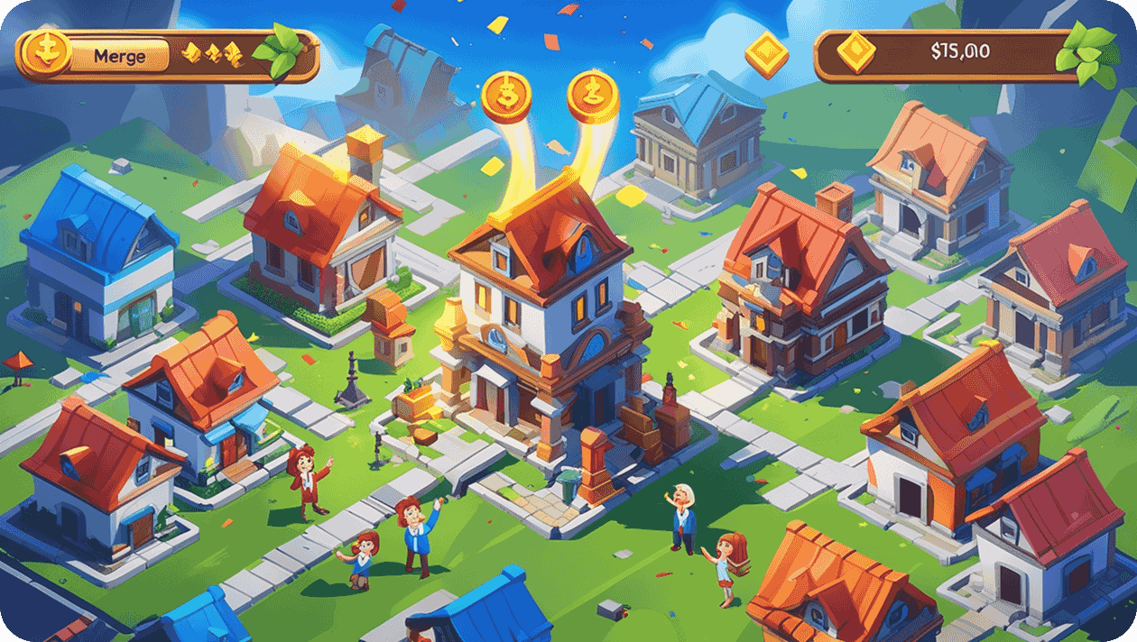 Visual representation of town expansion in the game